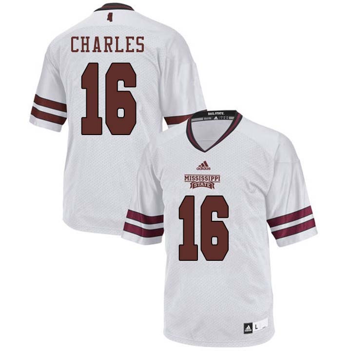 Men #16 Korey Charles Mississippi State Bulldogs College Football Jerseys Sale-White - Click Image to Close